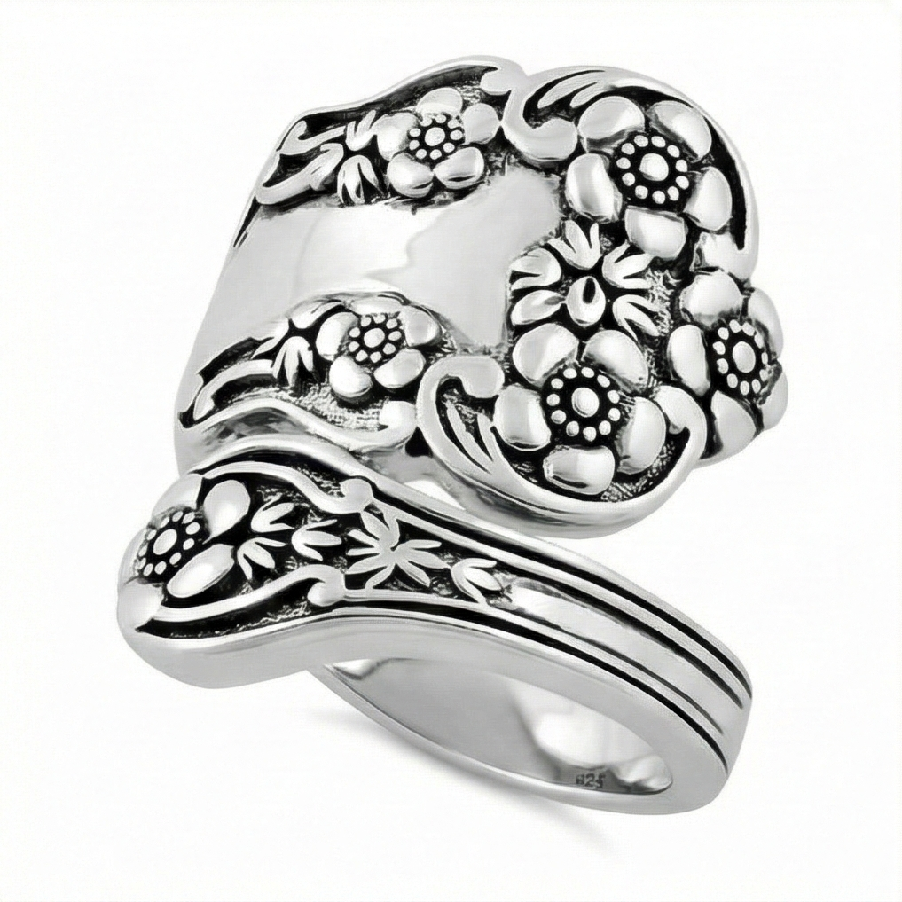 The Heirloom Bloom: Silver Floral Spoon Ring