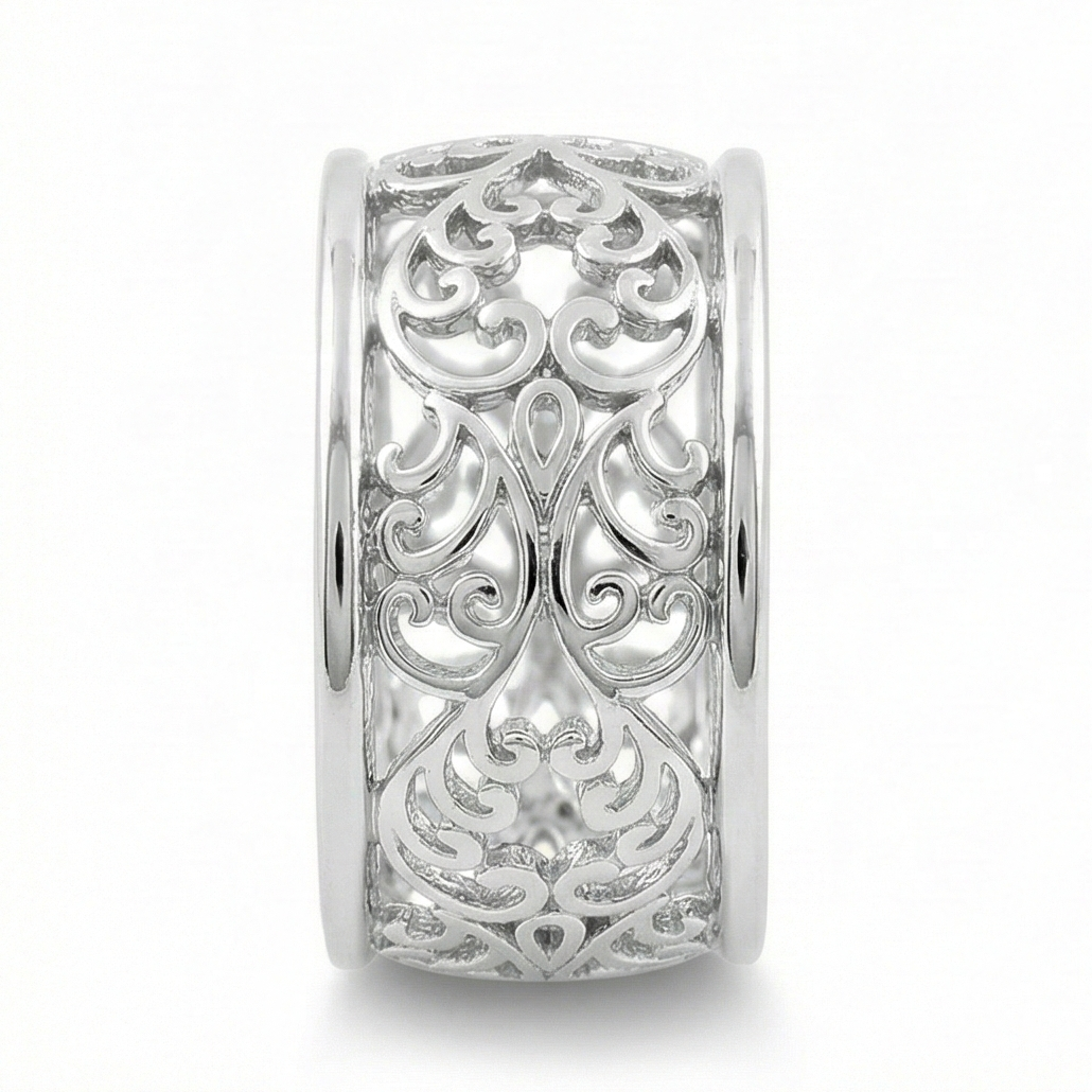 The Victorian Scroll: Openwork Filigree Silver Ring