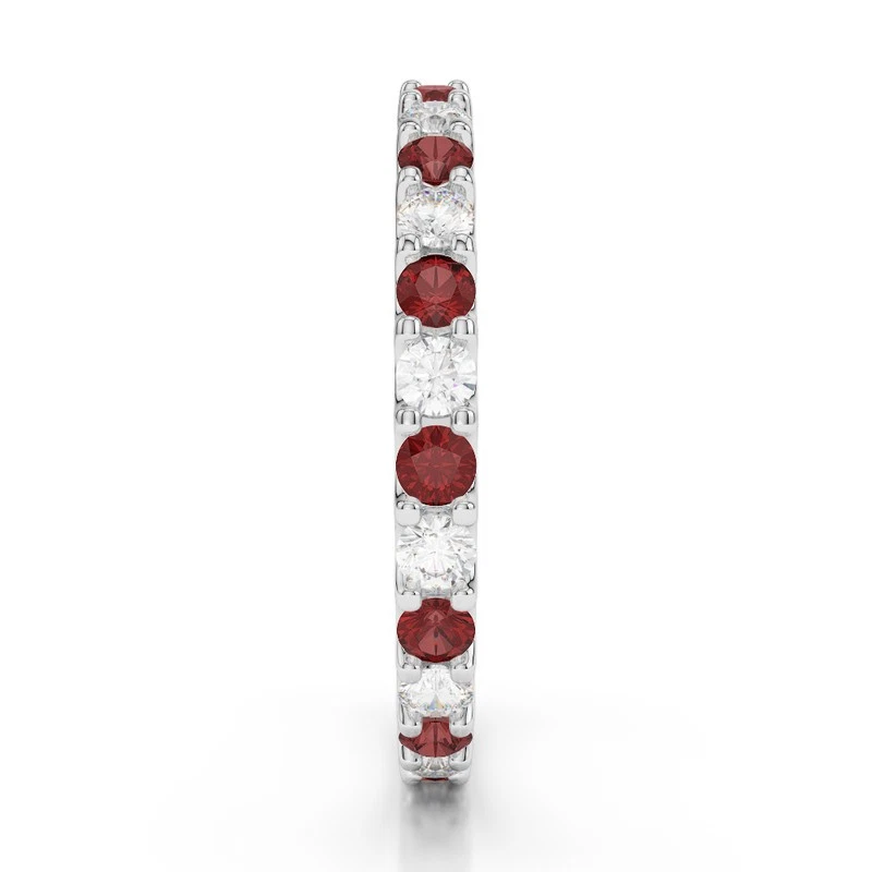 The Crimson Rhythm : Garnet & Moissanite Eternity Ring