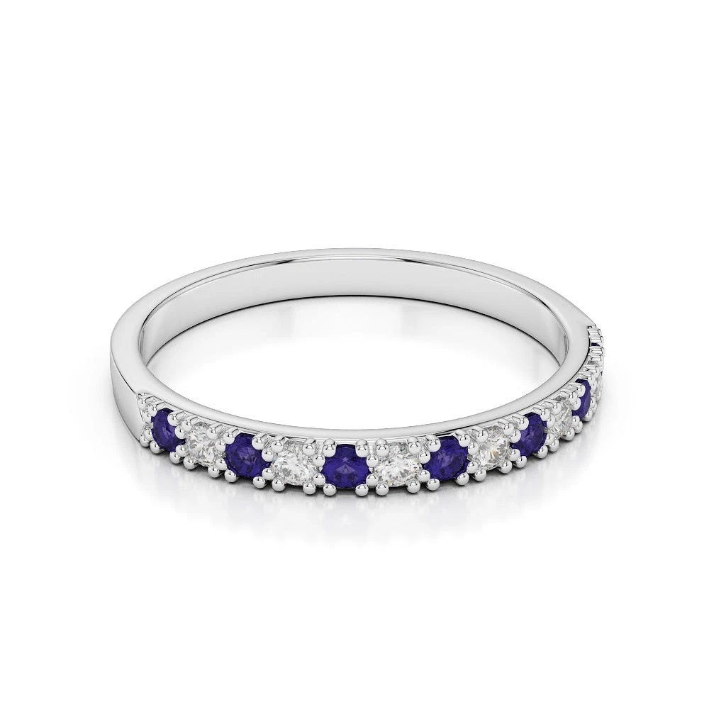 The Royal Rhythm : Iolite & Moissanite Half Eternity Ring