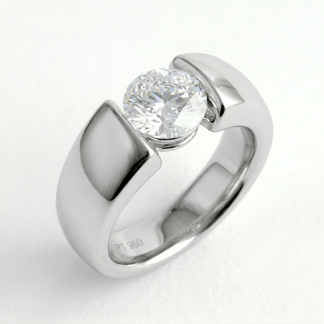 925 Sterling Silver 1.5 Carat Round Moissanite Solitaire Ring