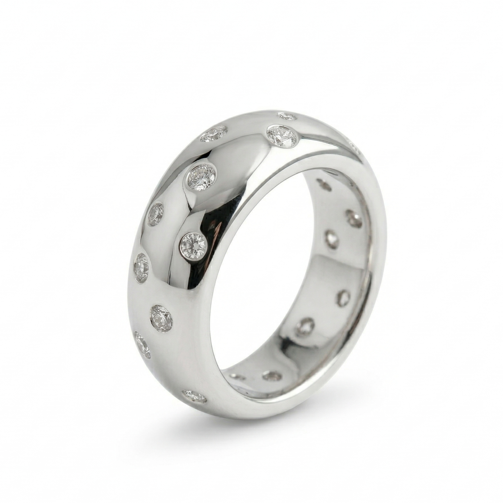 The Stardust Promise: Wide Flush Set Moissanite Band