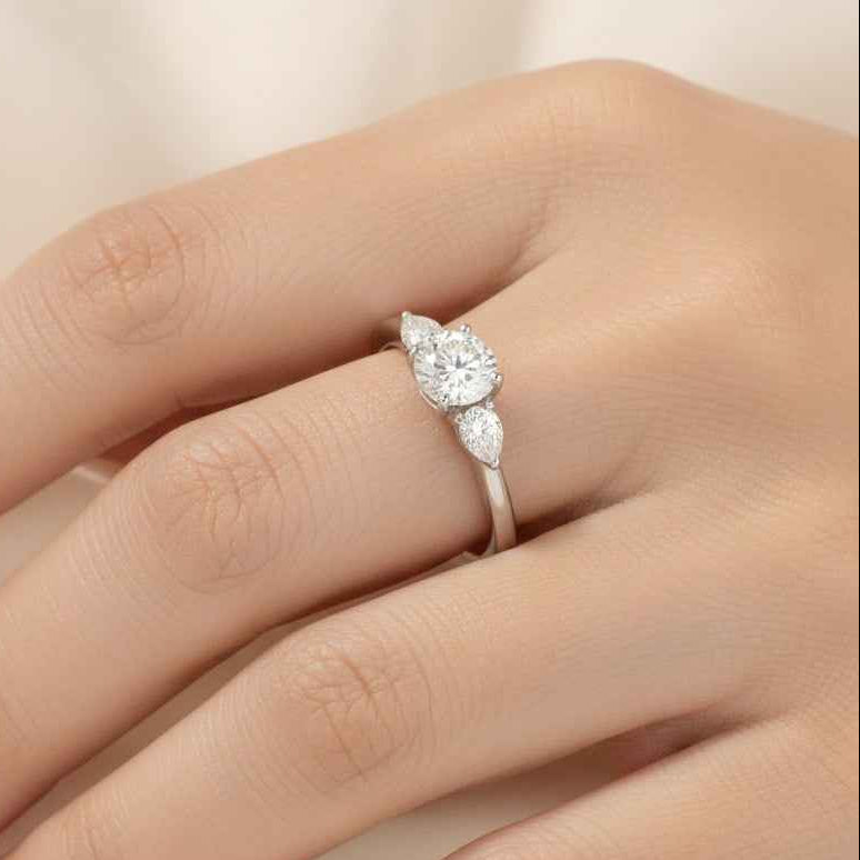 The Timeless Trinity: 0.42ct Moissanite Three-Stone Ring