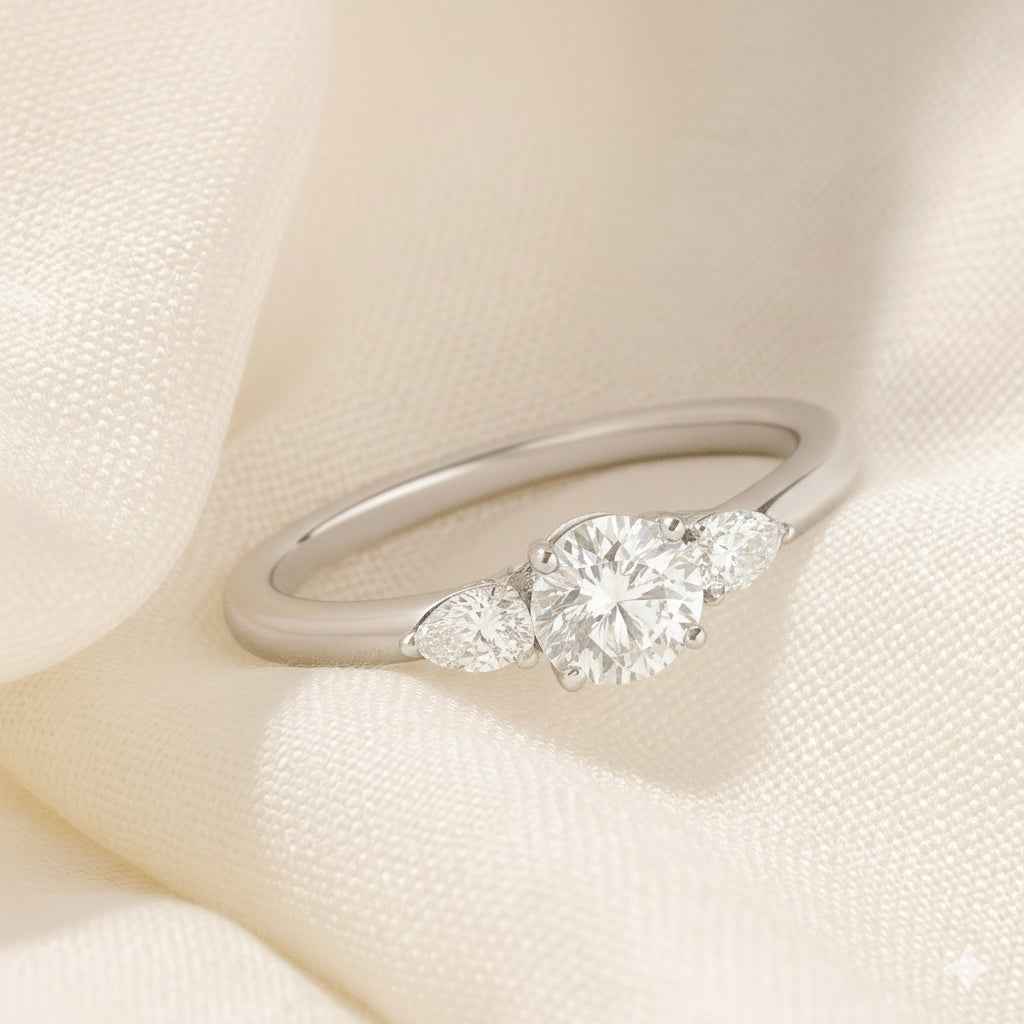 The Timeless Trinity: 0.42ct Moissanite Three-Stone Ring