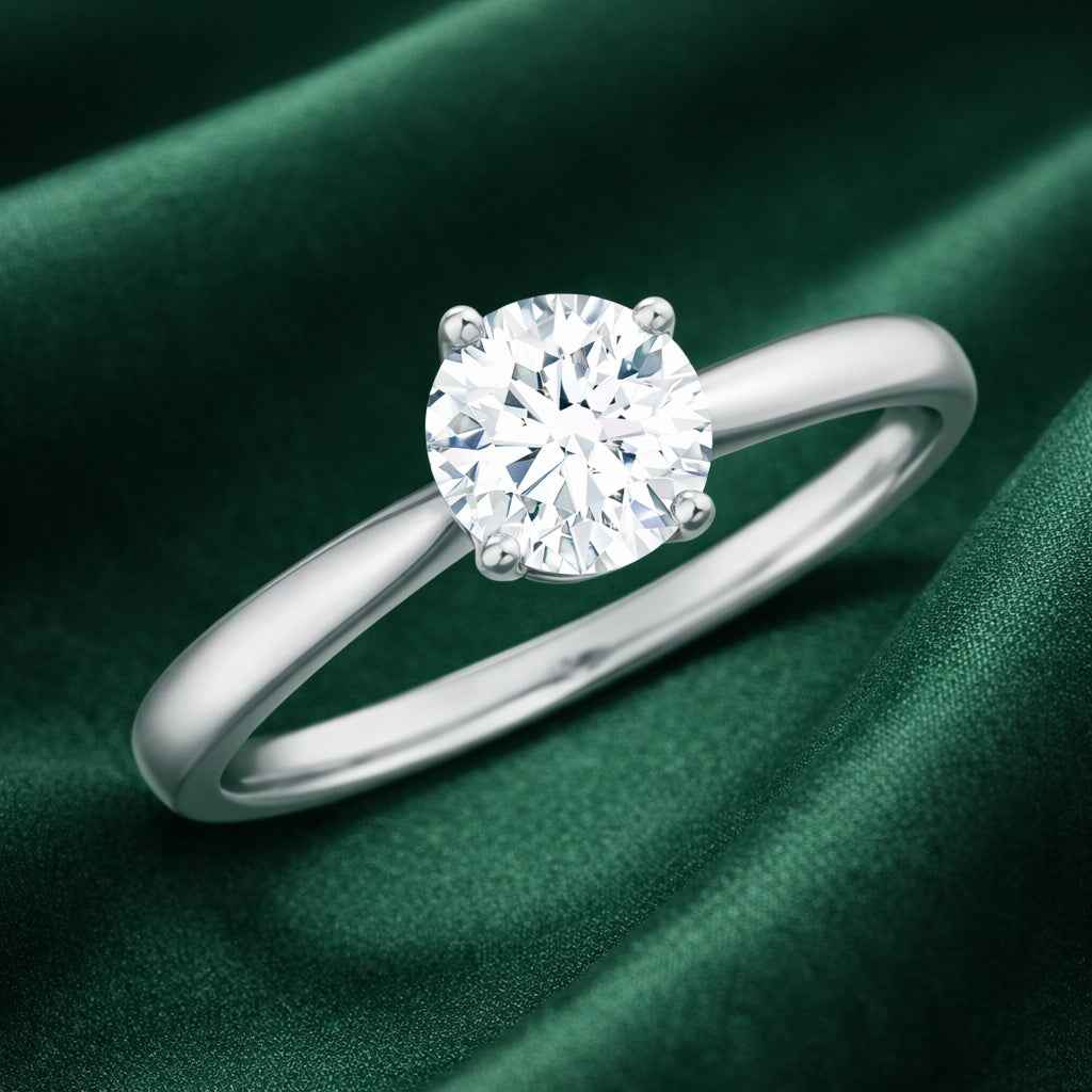 The Timeless Solitaire: 1ct Round Moissanite Engagement Ring