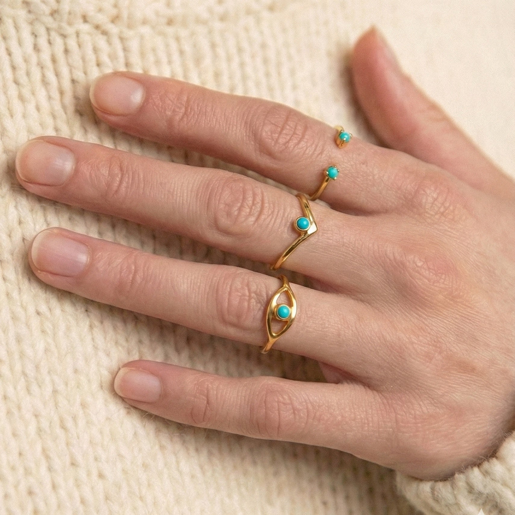 The Turquoise Twin: Open Cuff Gold Ring