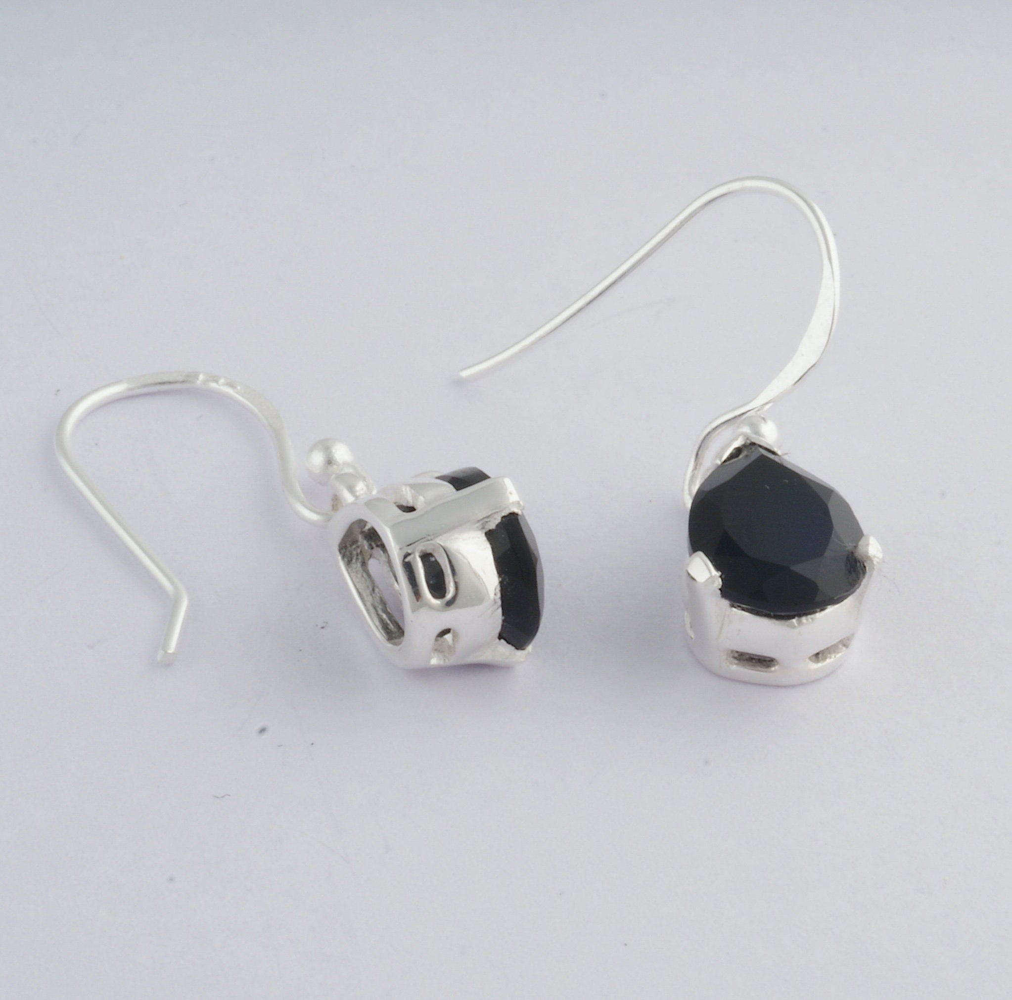 925 Sterling Silver Black Onyx Teardrop Earring with Earwire