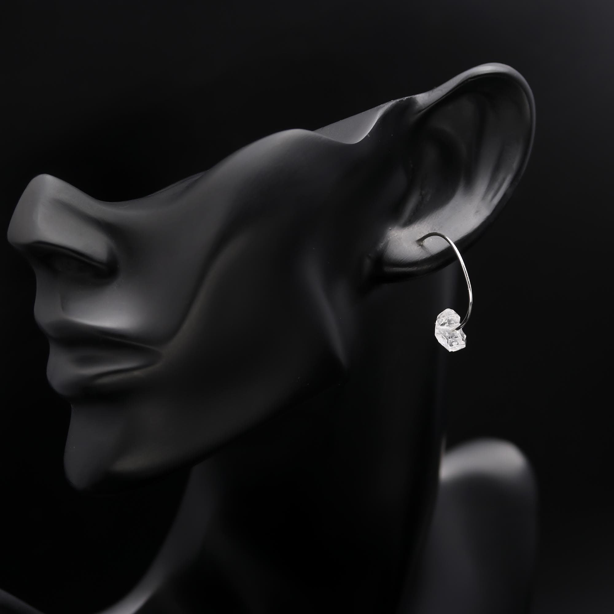 925 Sterling Silver Herkimer Diamond Hoop Earring