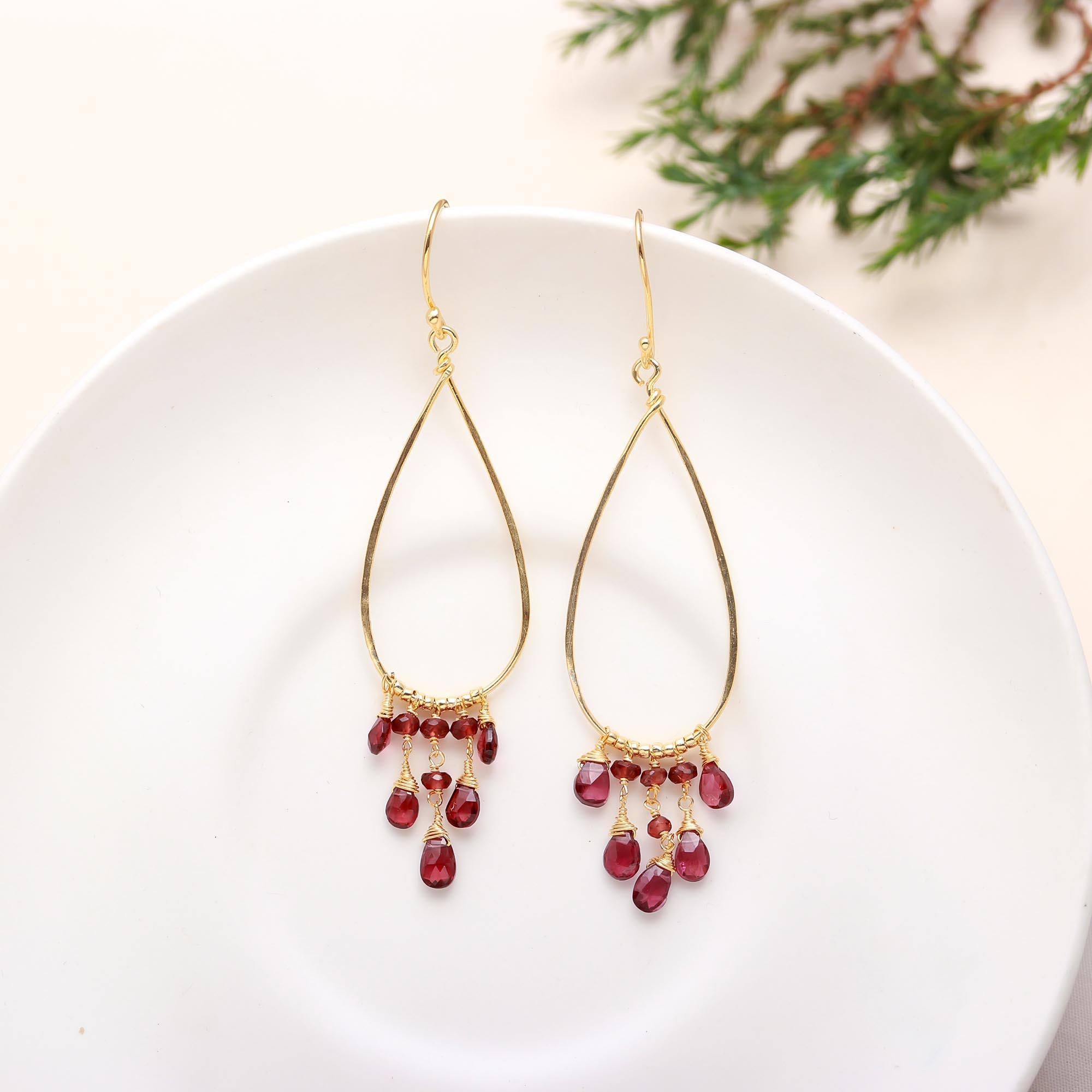  Garnet Chandelier Earrings 