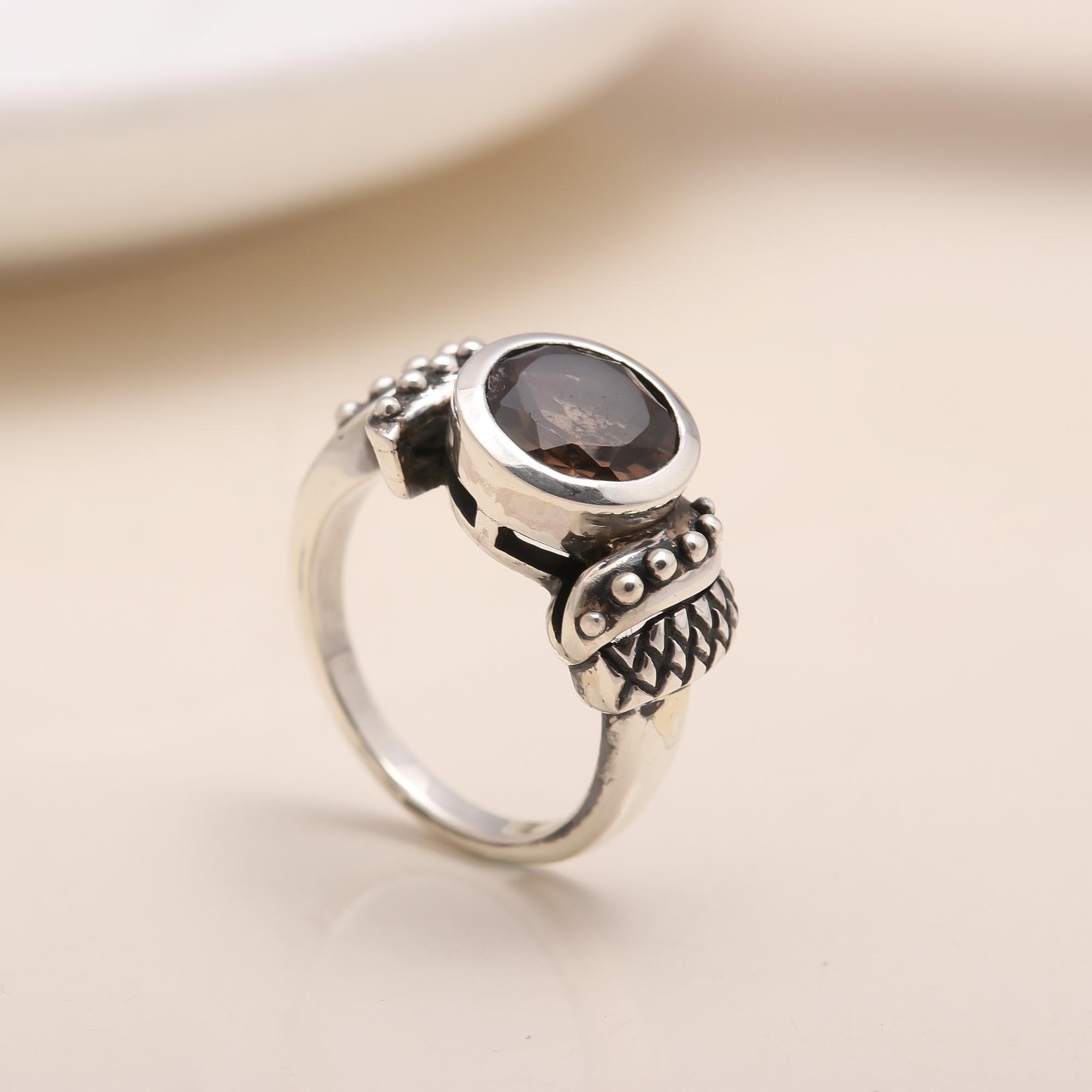 The Earth Artisan: Smoky Quartz Textured Ring