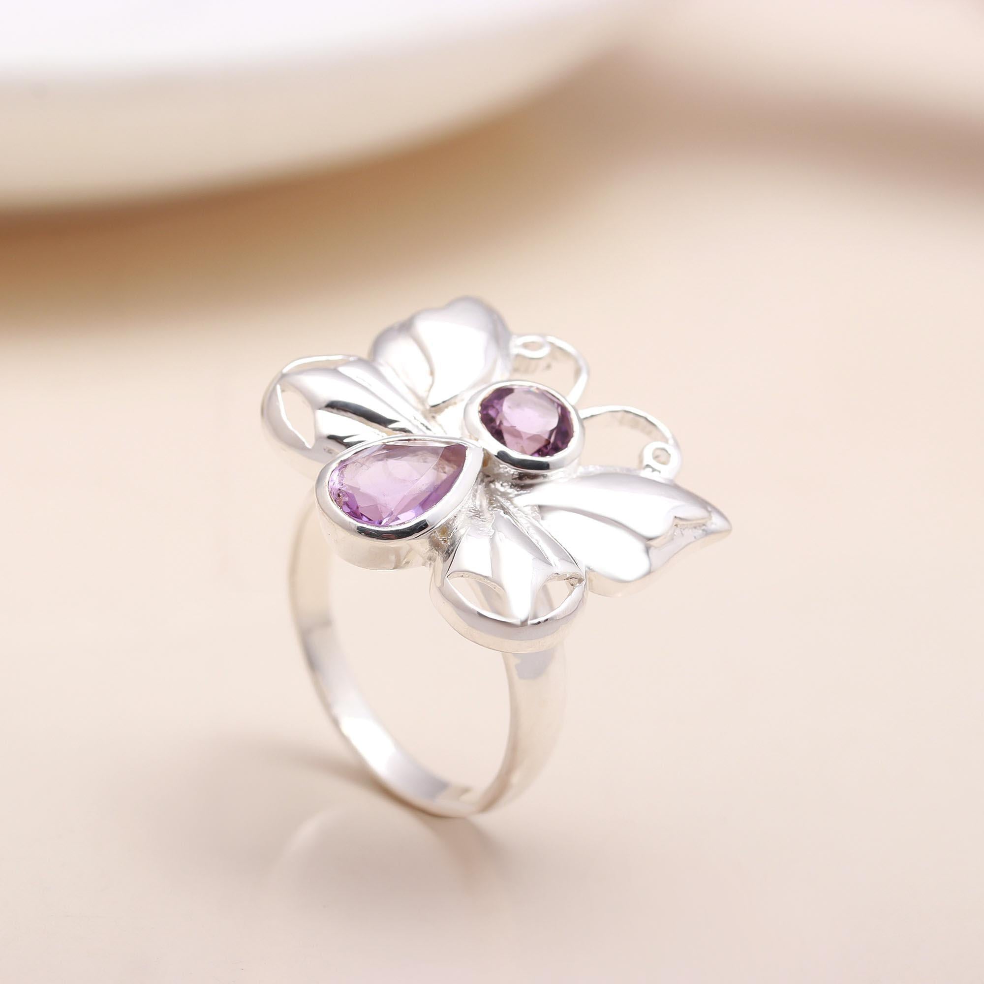 Natural Amethyst 925 Sterling Silver Contemporary Ring