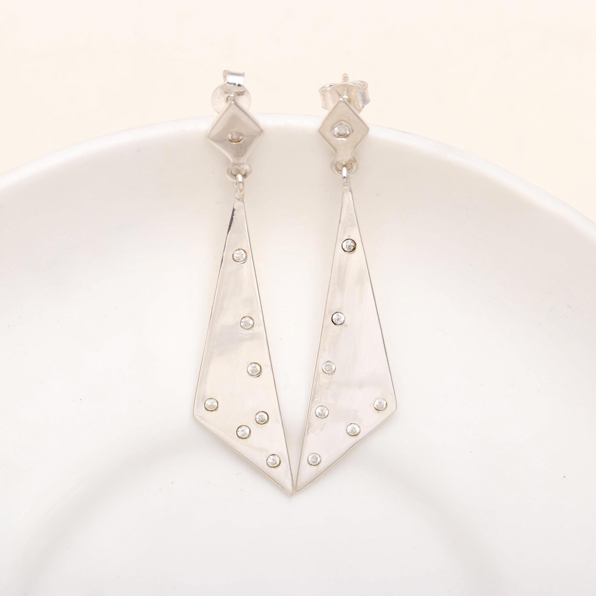 925 Silver Triangle Drop Earrings