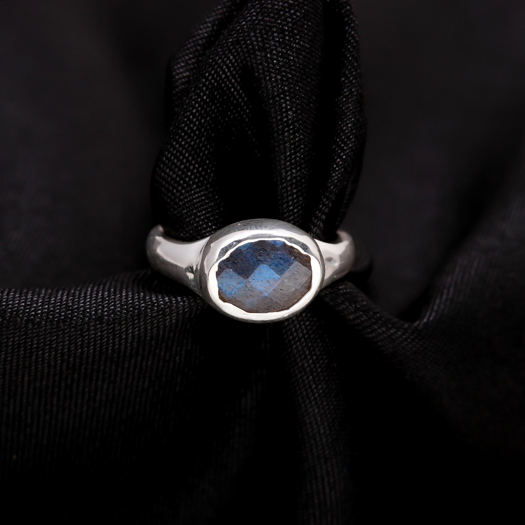 Oval Labradorite: Chunky East-West Setting Ring