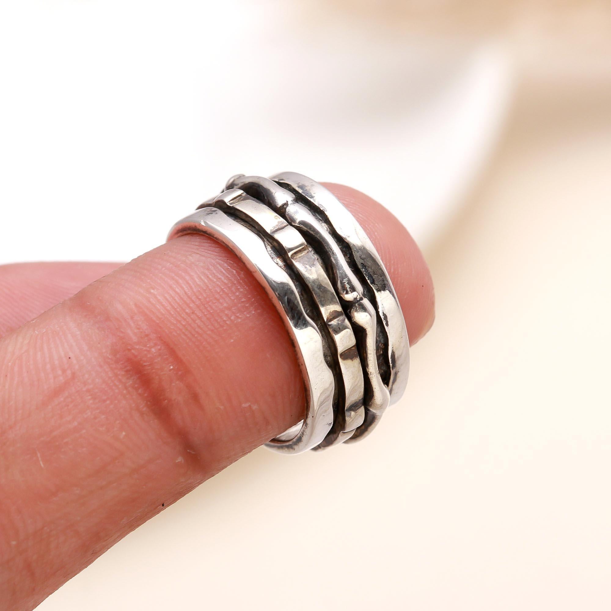 Oxidized Silver: Textured Meditation Fidget Band
