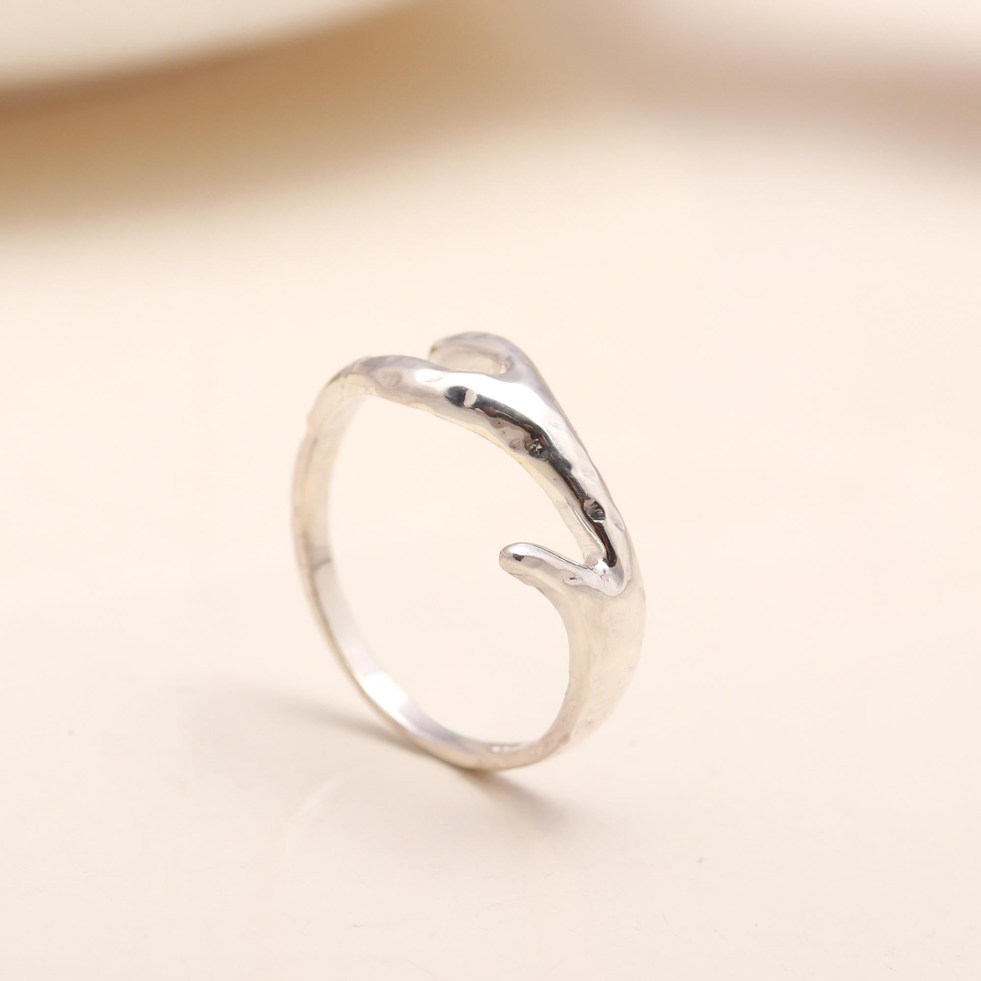 Freeform Silver: Organic Sculptural Open Ring