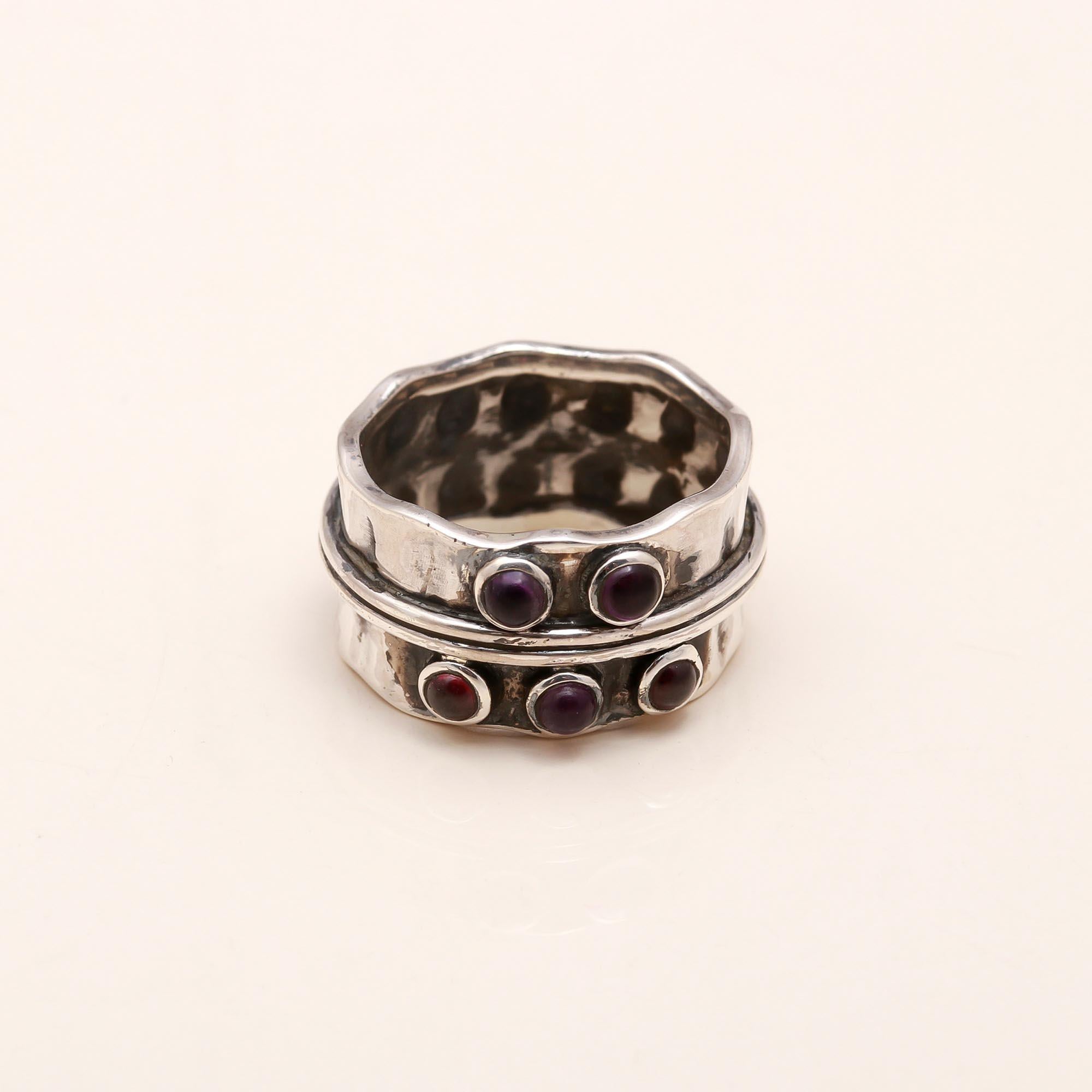 The Mystic Orbit: Wide Textured Spinner Ring