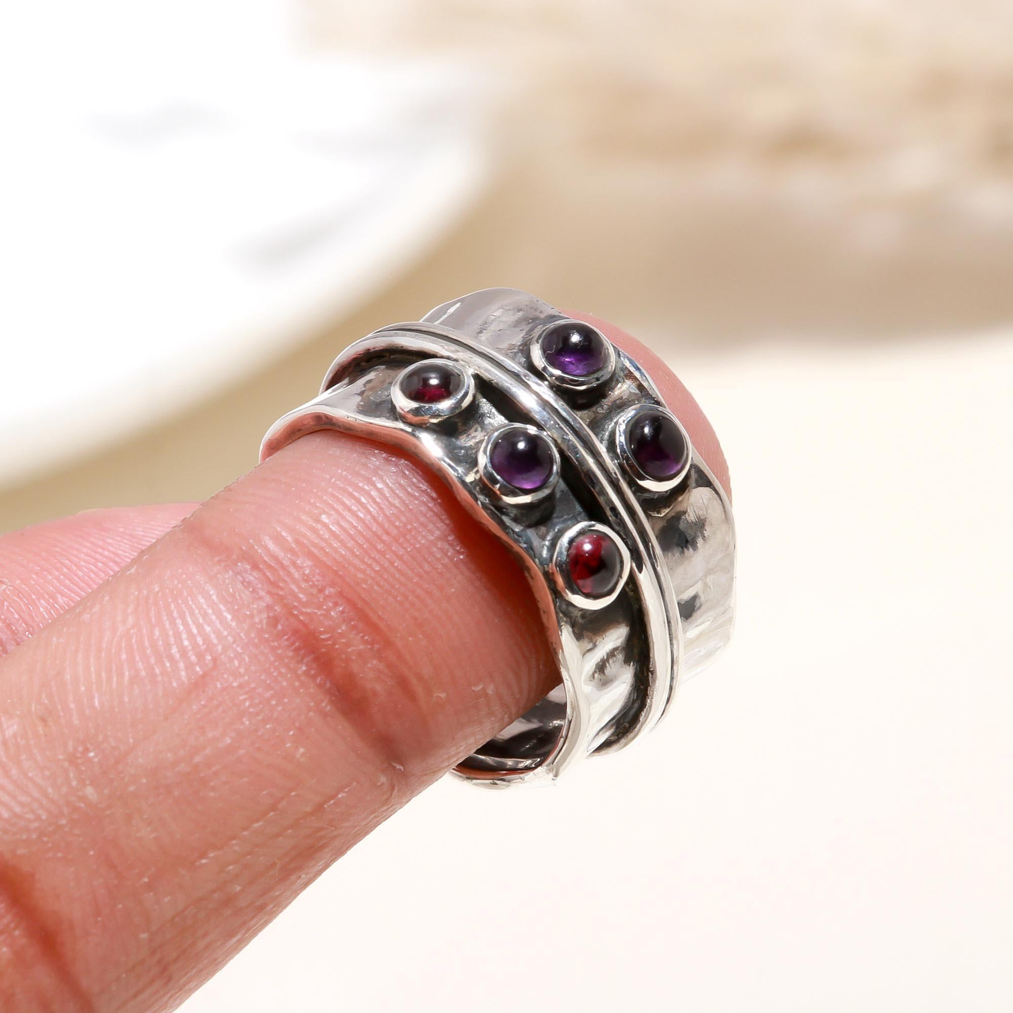 The Mystic Orbit: Wide Textured Spinner Ring