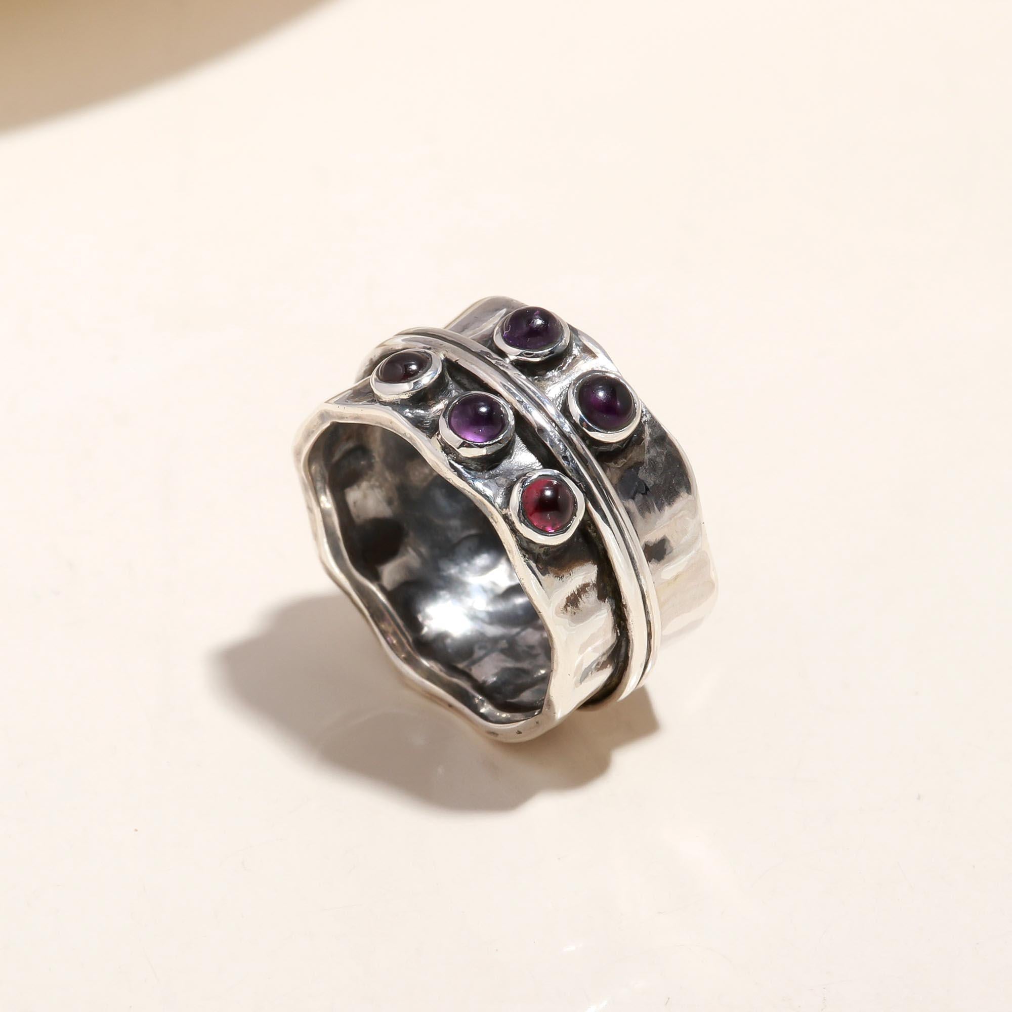 The Mystic Orbit: Wide Textured Spinner Ring