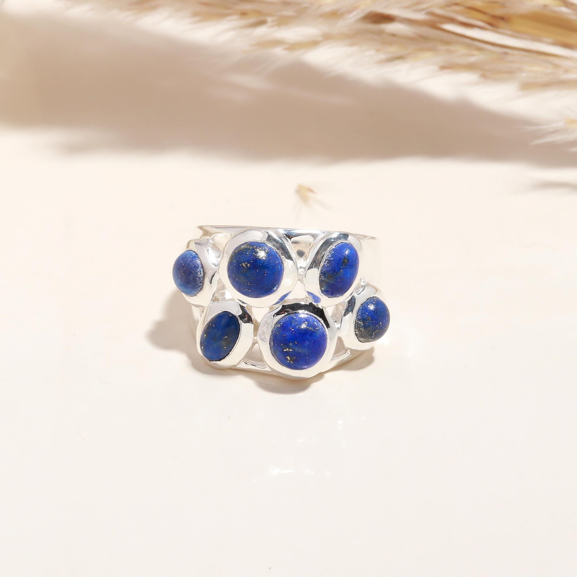 The Cobalt Galaxy: Bubble Multi-Stone Ring