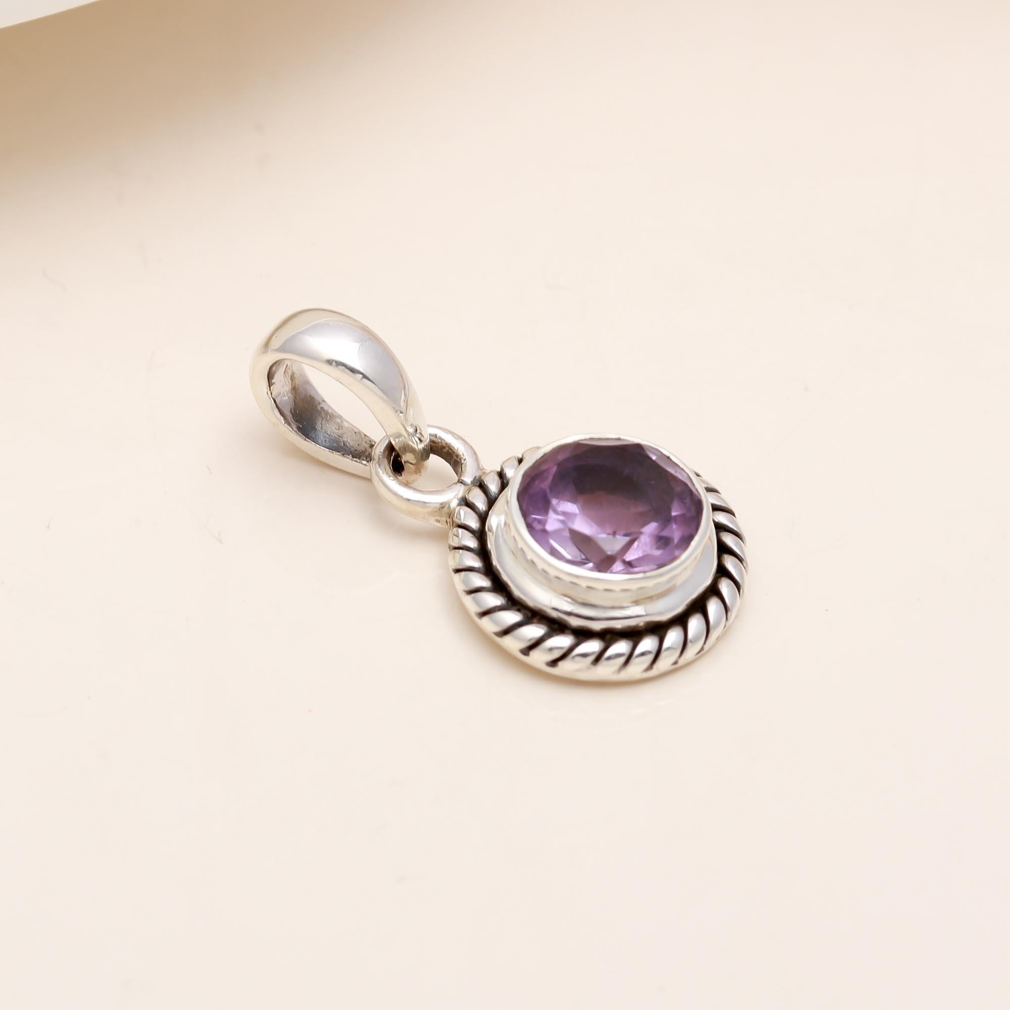 The Violet Lace: Amethyst Oval Filigree Pendant