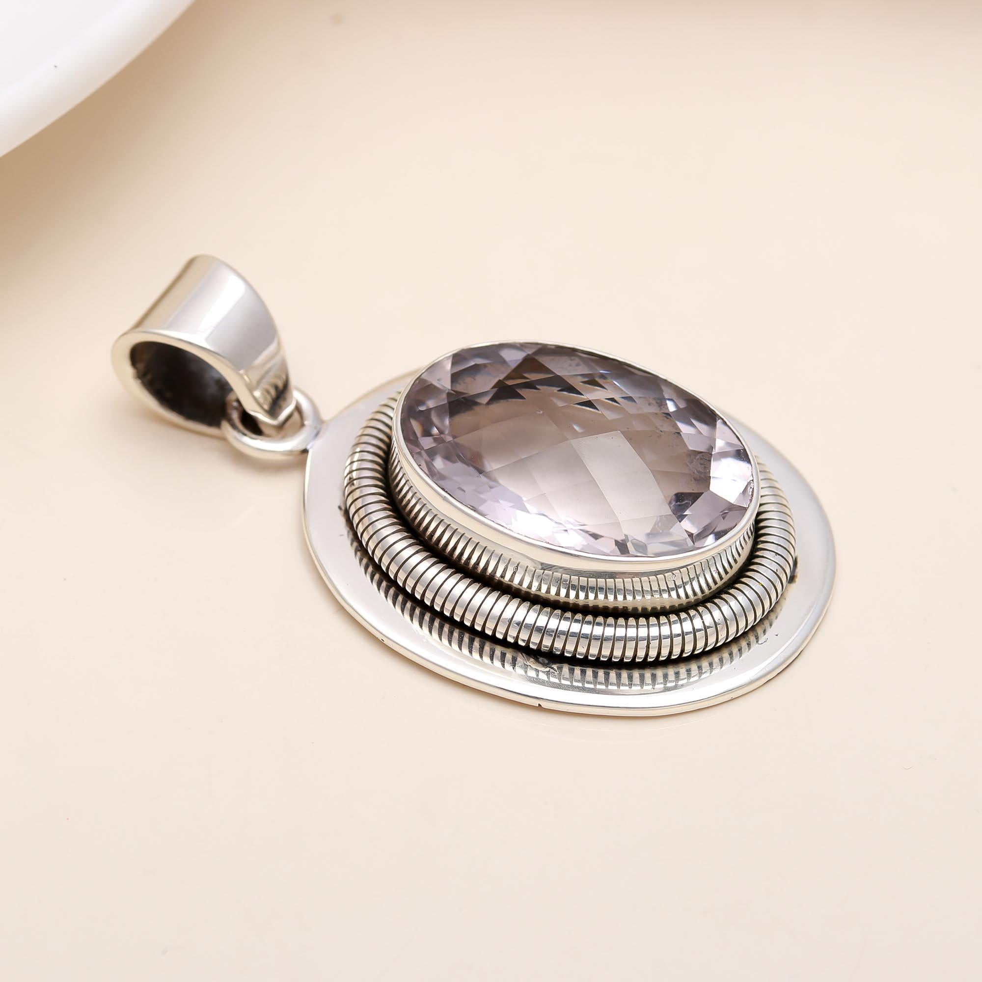 The Rose Coil: Pink Amethyst Wire-Wrapped Pendant