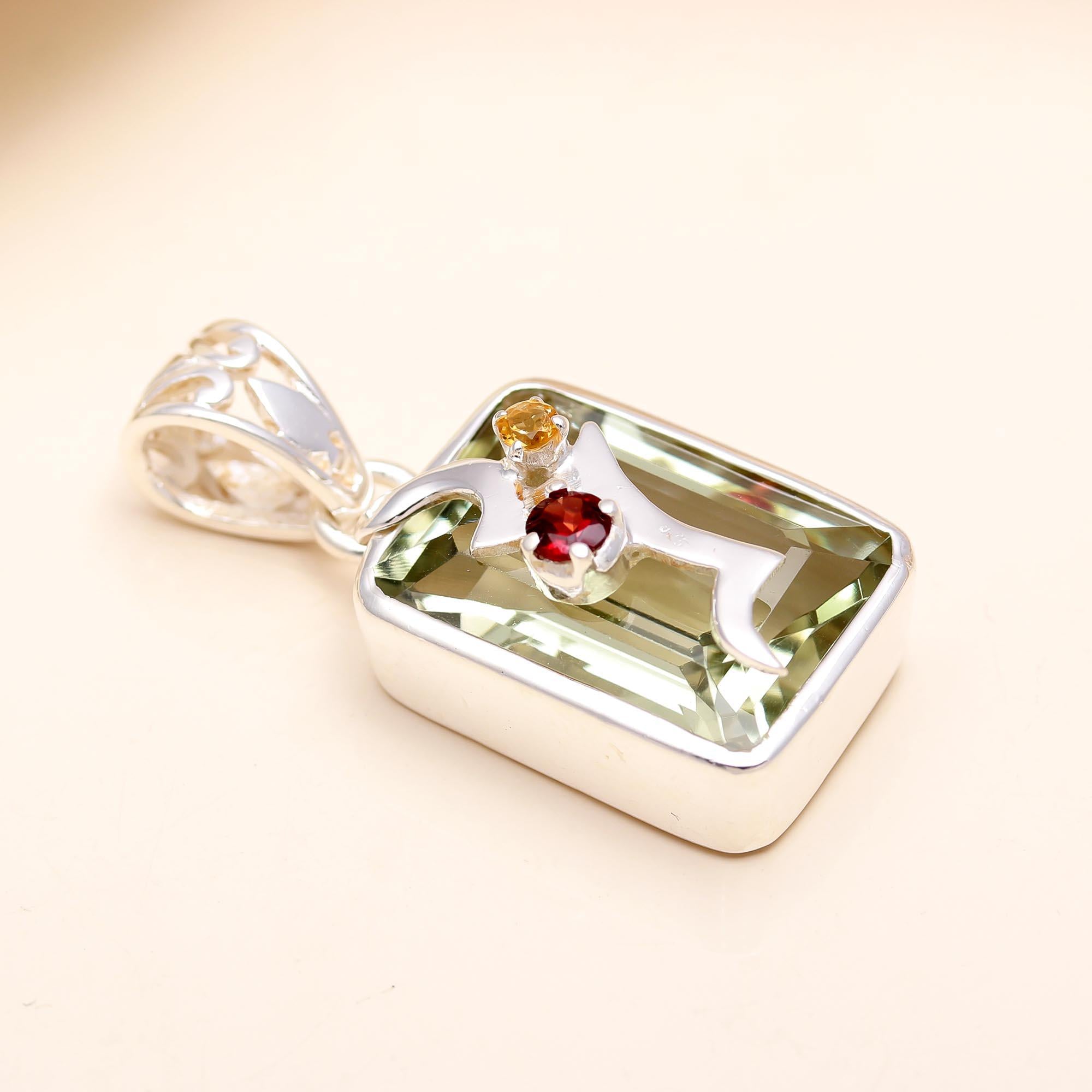 The Nature's Palette: Green Amethyst & Multi-Gem Pendant