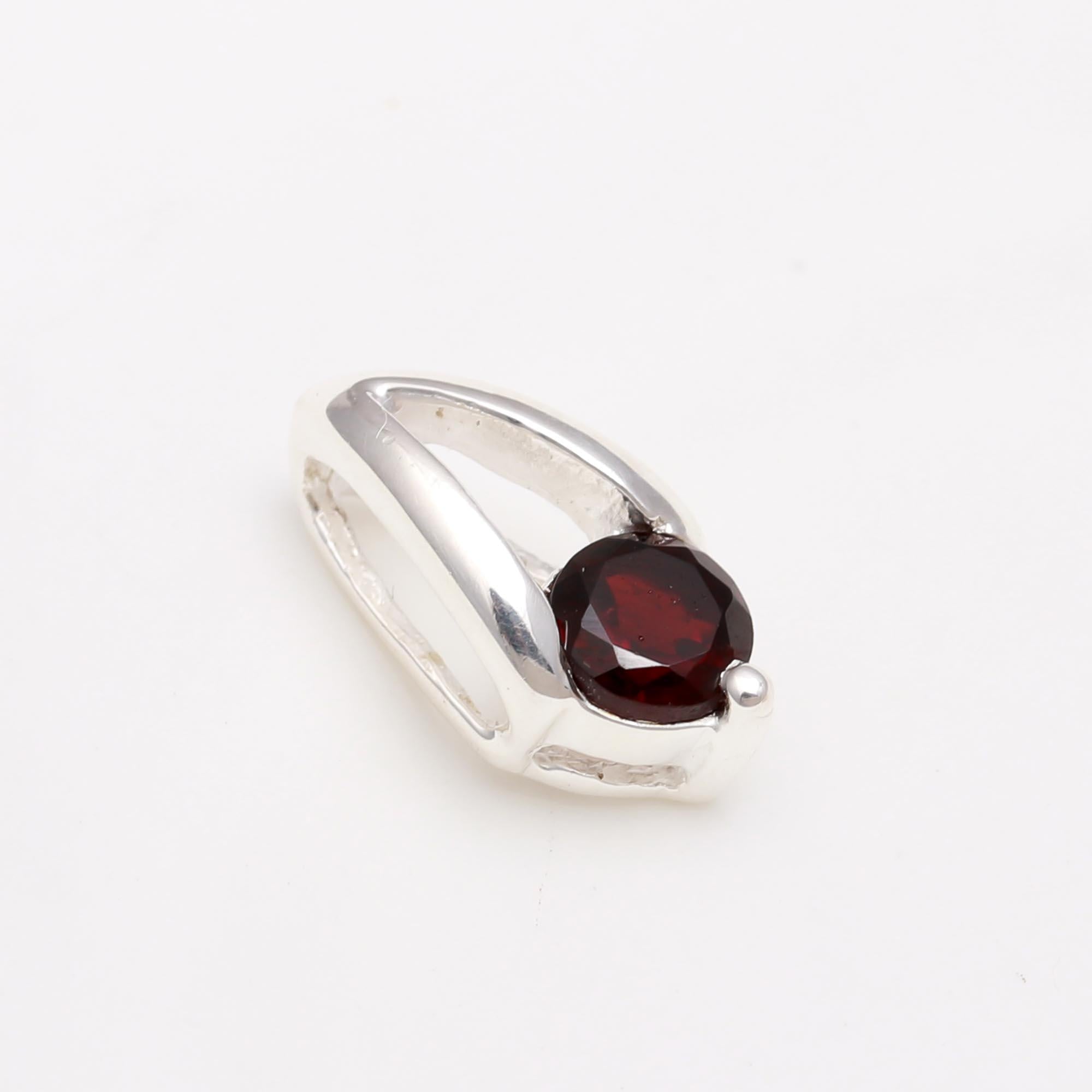 The Crimson Modernity: Garnet Solitaire Slide Charm