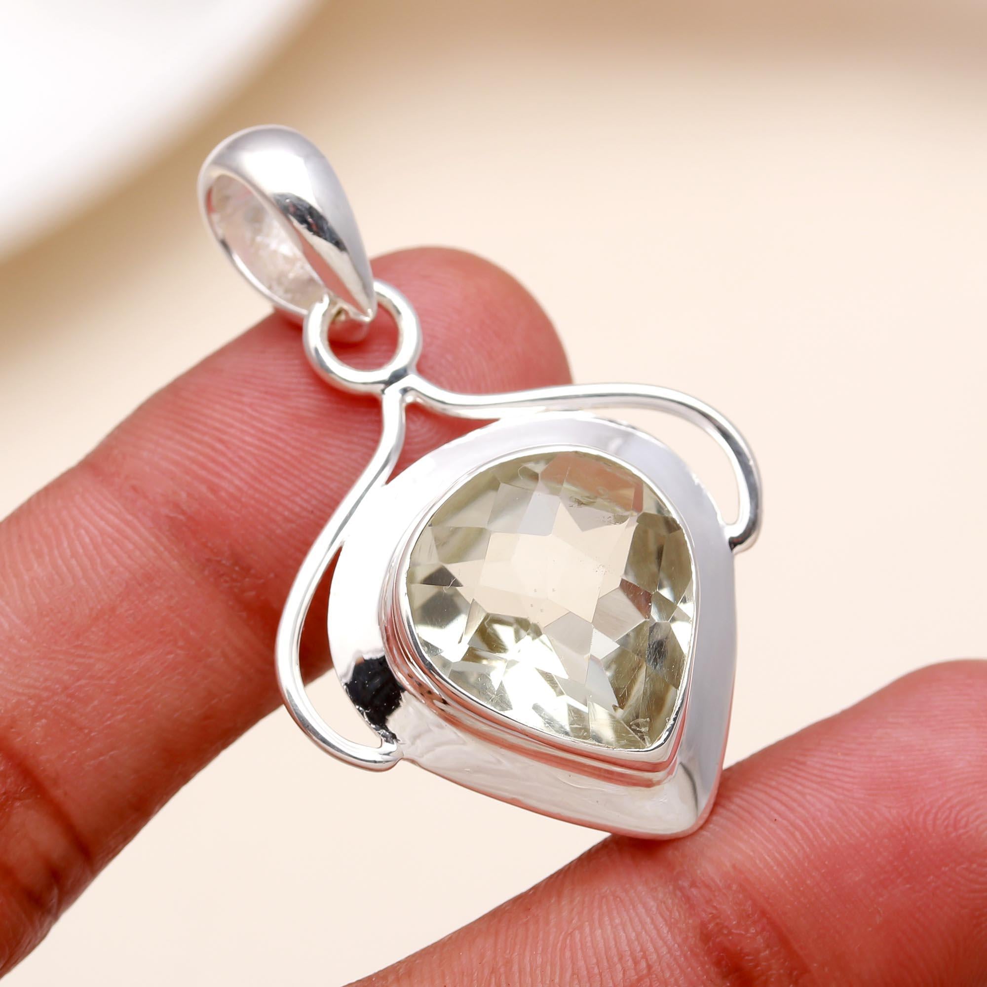 The Luminous Heart: Green Amethyst Openwork Pendant