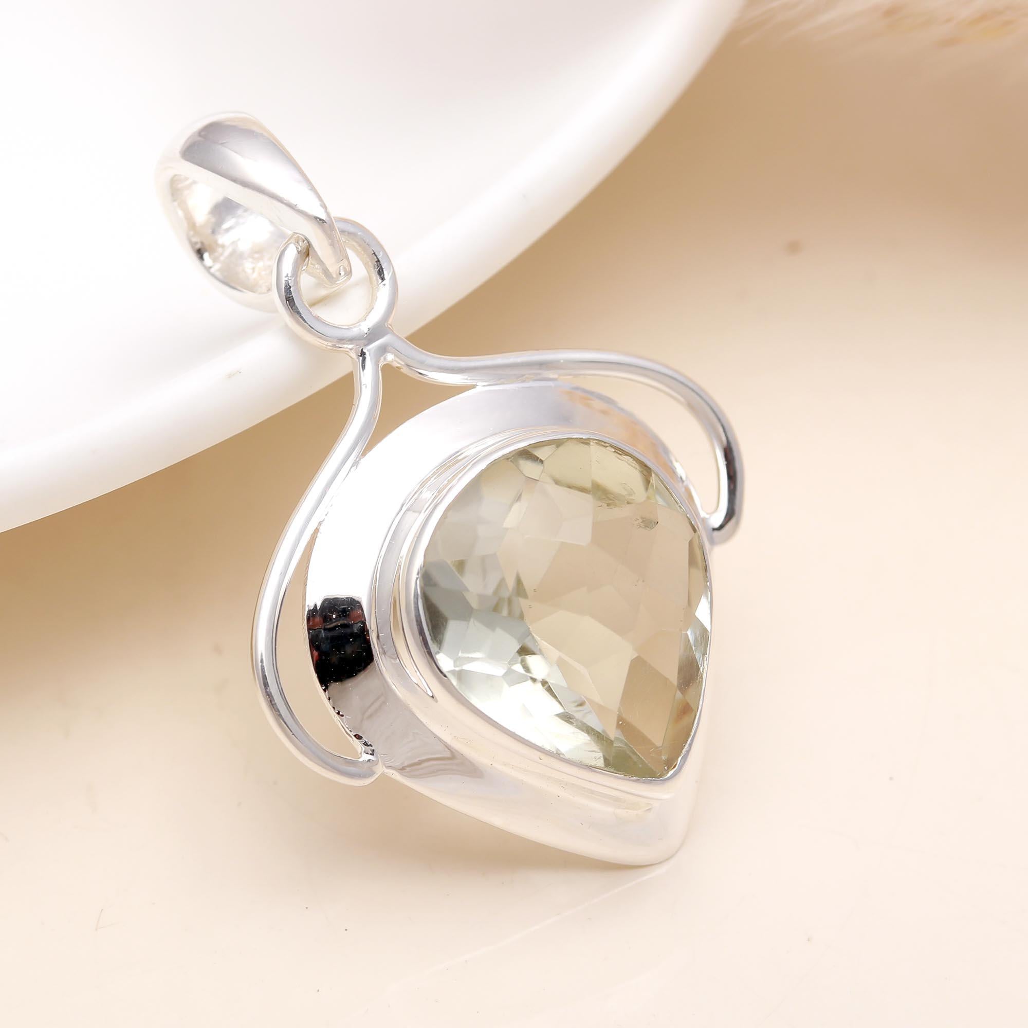 The Luminous Heart: Green Amethyst Openwork Pendant
