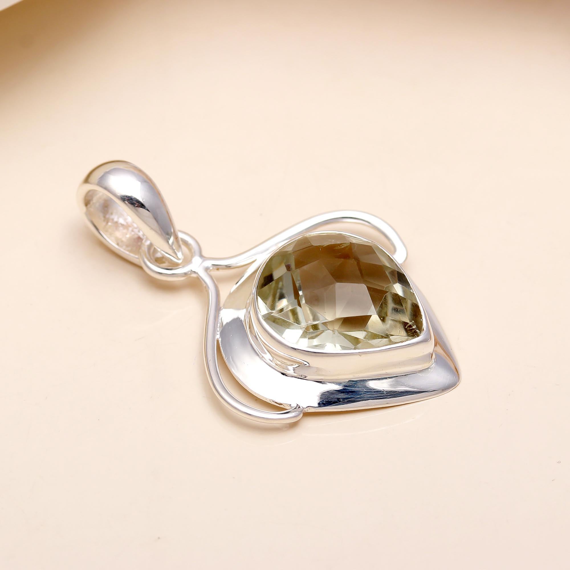 The Luminous Heart: Green Amethyst Openwork Pendant