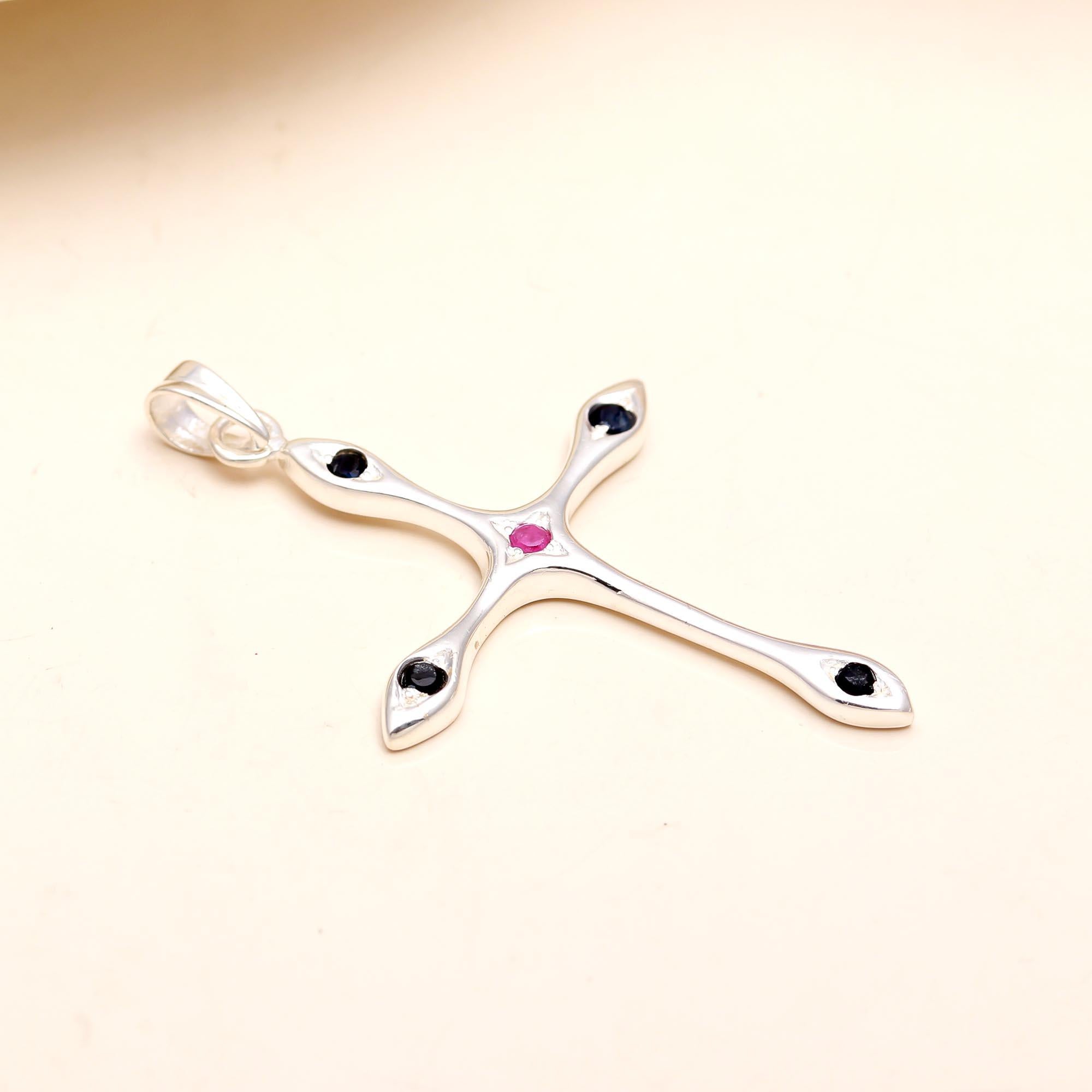 The Divine Gem Cross : Black Spinel & Ruby Cross