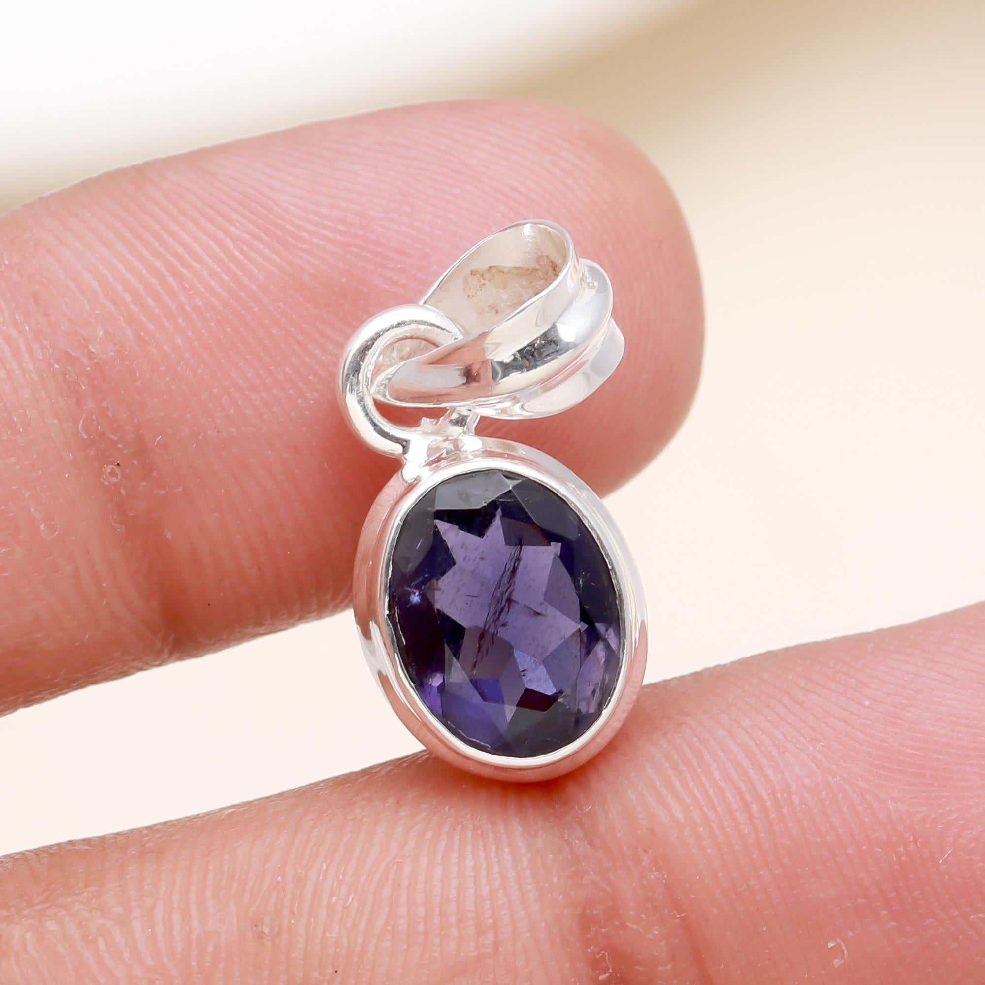 Amethyst Oval Slide Pendant in 925 Sterling Silver