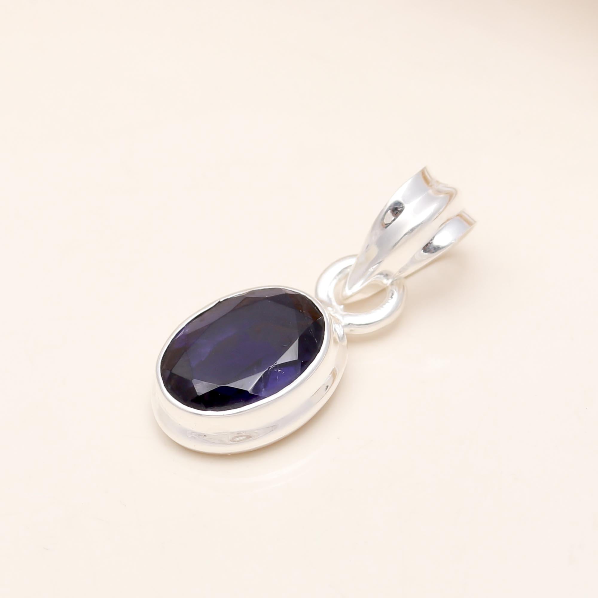 Amethyst Oval Slide Pendant in 925 Sterling Silver