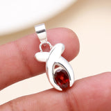 925 Sterling Silver Red Garnet Pendant