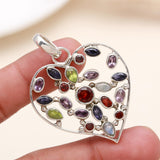 Natural Multi Stone Pendant in 925 Sterling Silver