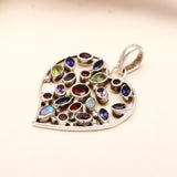 Natural Multi Stone Pendant in 925 Sterling Silver