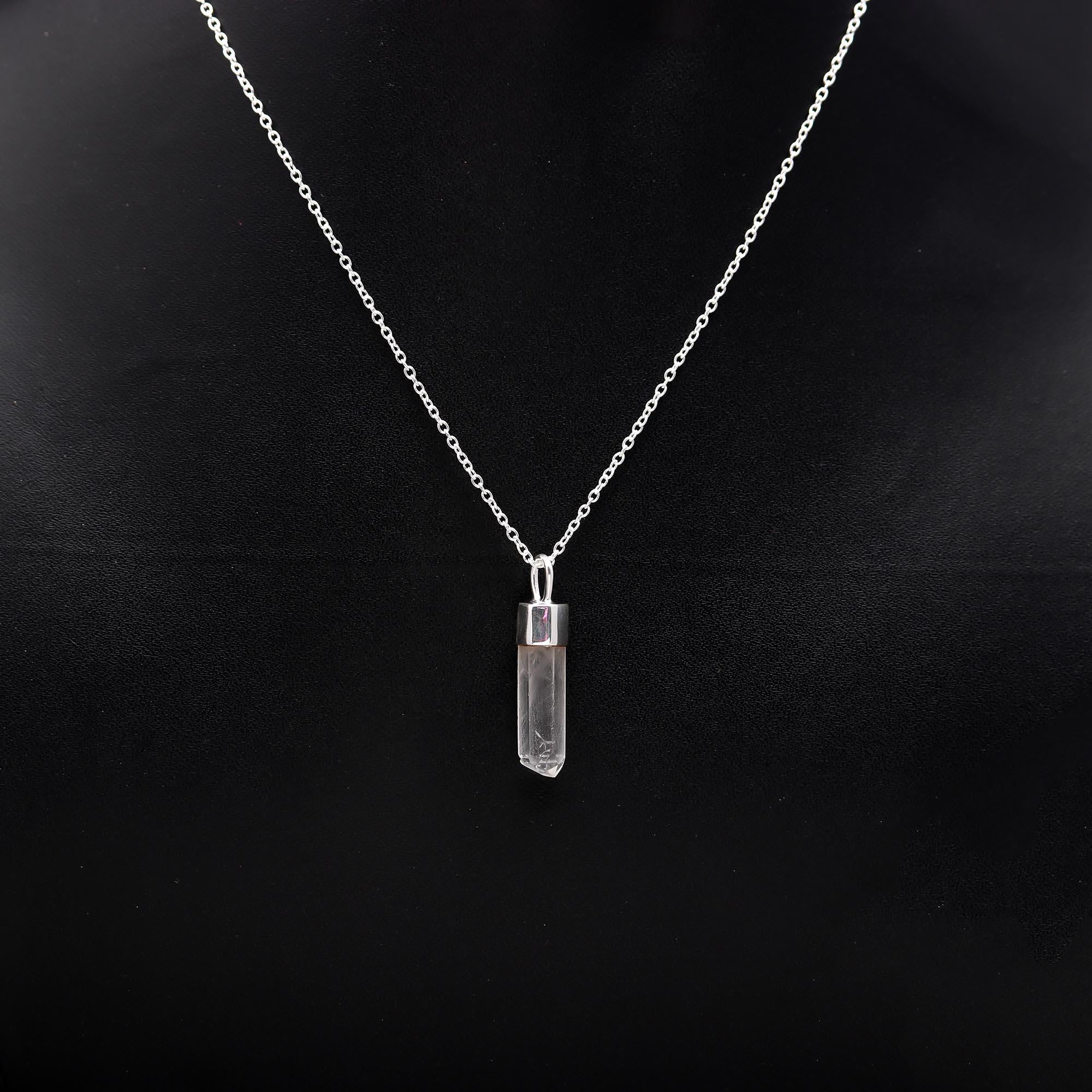 925 Sterling Silver Crystal Pencil Necklace