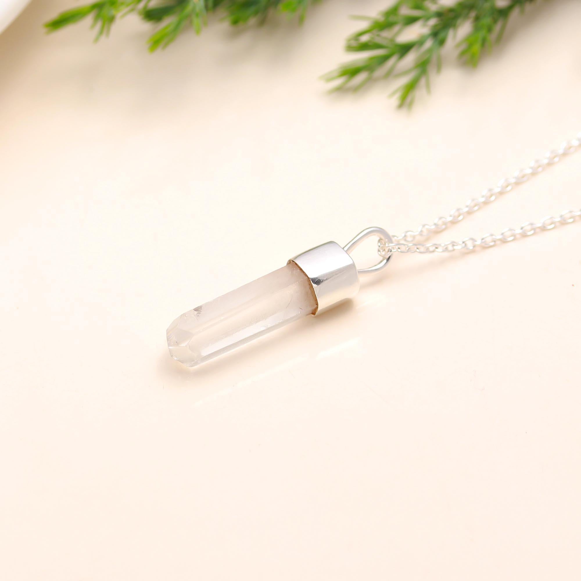 925 Silver Clear Quartz Pendant Necklace