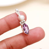 Amethyst & White Freshwater Pearl Pendant