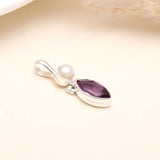 Amethyst & White Freshwater Pearl Pendant