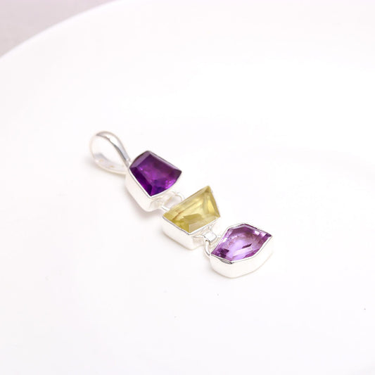 Natural Multi-Colour Gemstone Mixed Shape Pendant