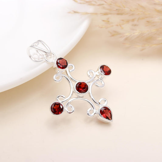 A Jewels Classy Cross Garnet Pendant