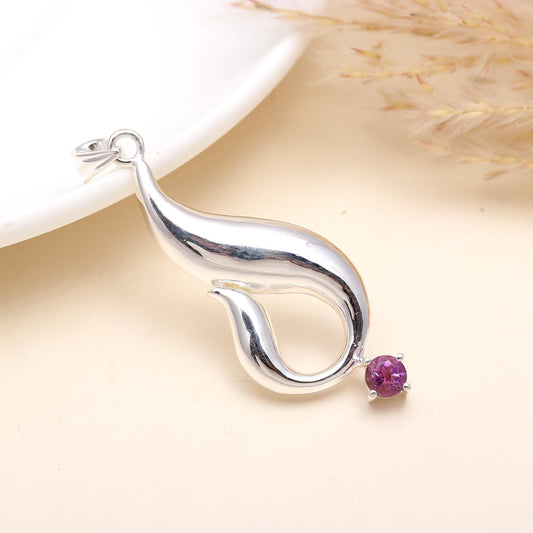 Sterling Silver Thick Curved Shaped Charm Pendant