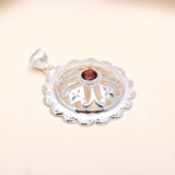 Vintage Red Garnet Floral Sterling Silver Pendant