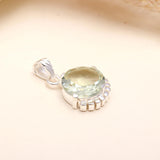 Faceted Rock Crystal Silver Pendant Round Shape