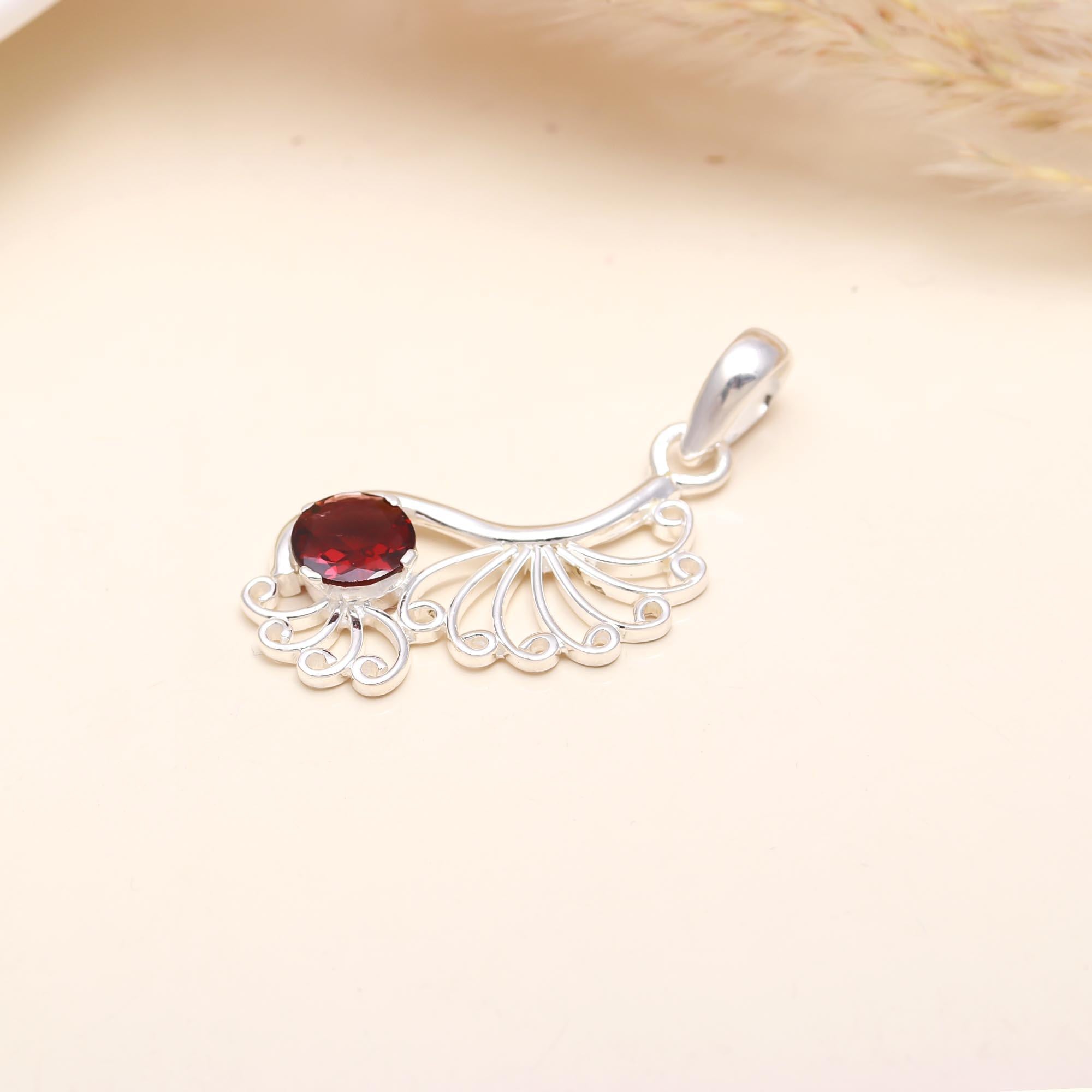 Brazilian Maadeira Garnet 925 Silver Pendant