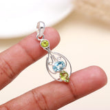 Aria Pendant Amethyst, Peridot & Sky Blue Topaz