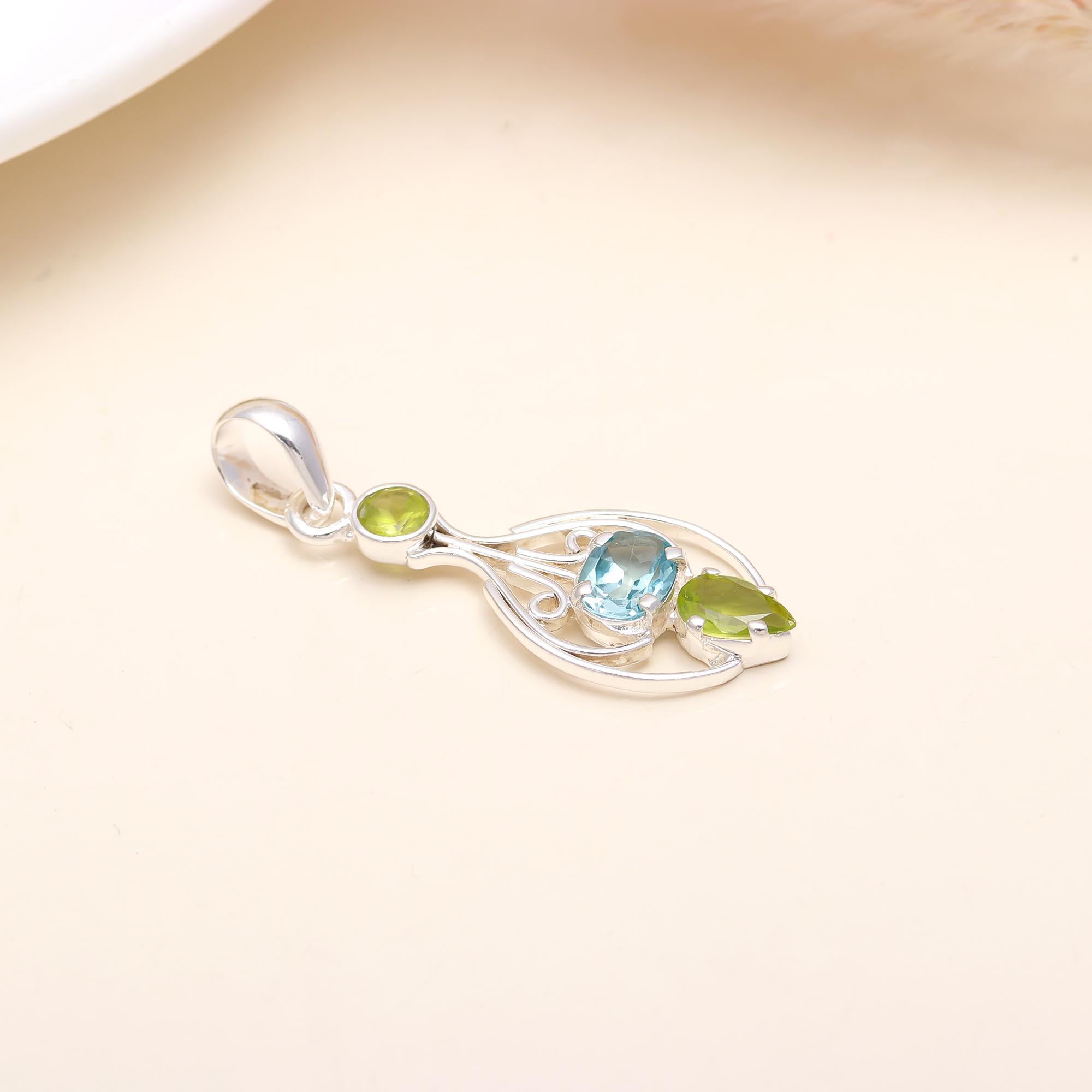 Aria Pendant Amethyst, Peridot & Sky Blue Topaz