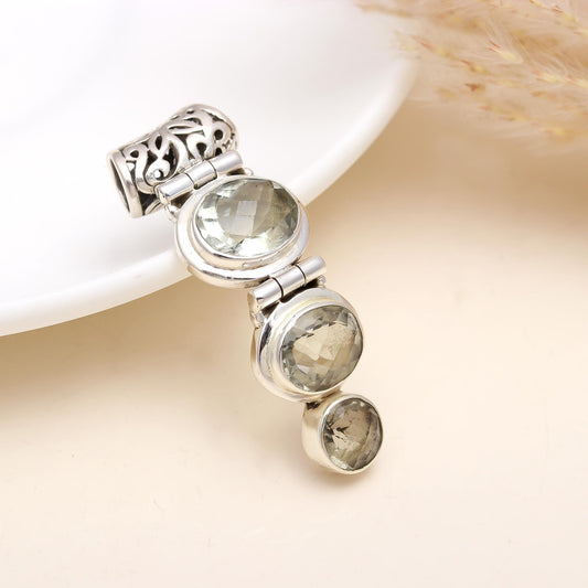 925 Sterling Silver Pendant With Clear Quartz