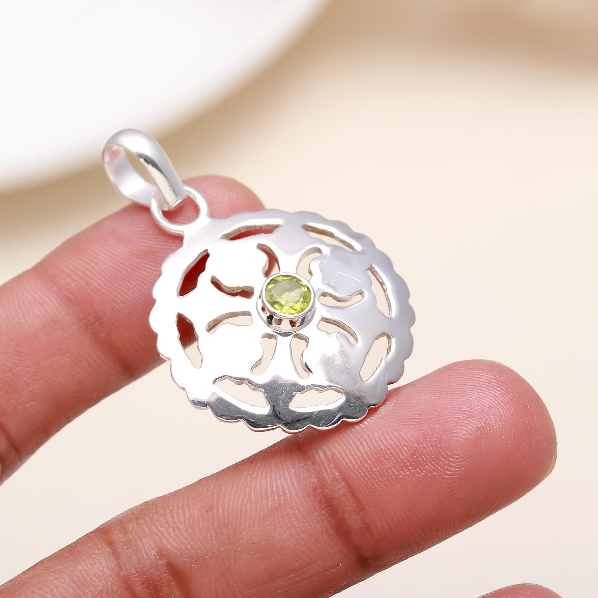 Peridot Gemstone Handmade Sterling Silver Pendant
